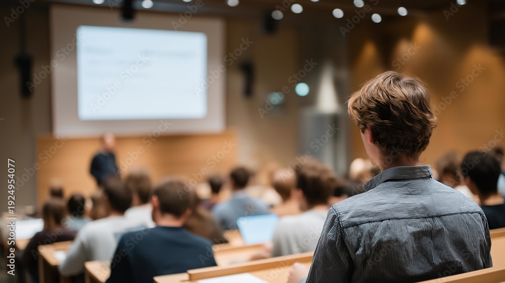 custom made wallpaper toronto digitalVibrant university lecture hall buzzing with students learning about databases, highlighting the relevance of data management in contemporary education. Bright, inviting space with engaged