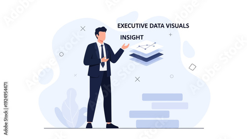 Executive Data Visuals Insight: Businessman Analyzing Growth Chart