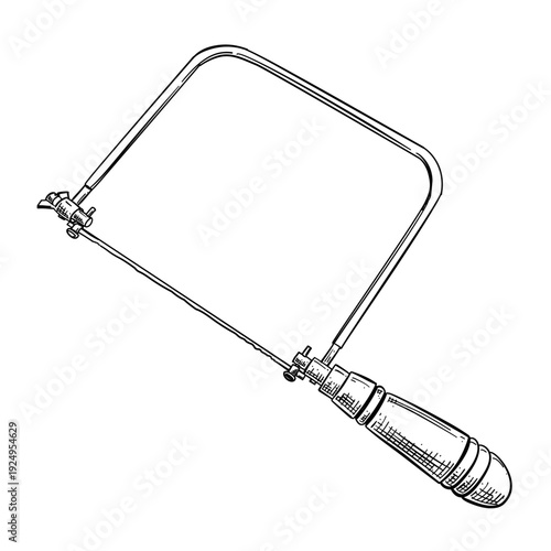 fret saw jeweler cutting tool vector line art hand drawn illustration