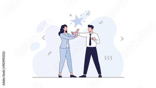Business conflict, two people fighting over success, disagreement concept