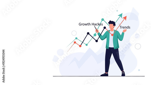 Man analyzing growth charts and trends, business strategy and data analysis concept