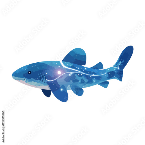 Blue Galaxy Shark Illustration Isolated