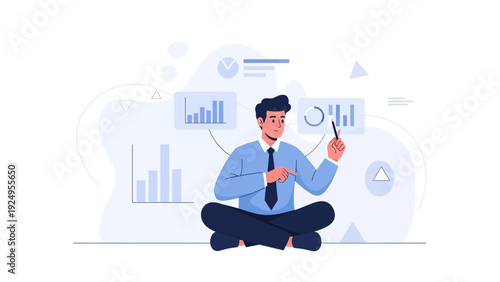 Businessman analyzing charts, data visualization, business strategy, financial growth.