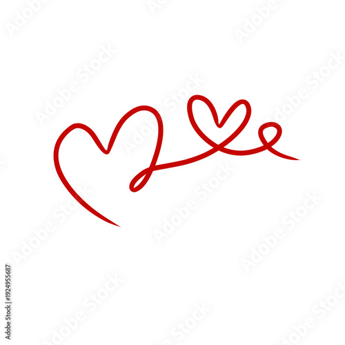 Calligraphic heart line art doodle