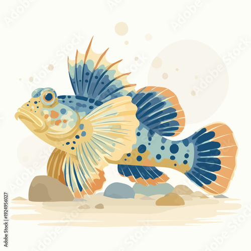 Colorful Goby Fish Resting on Rocks