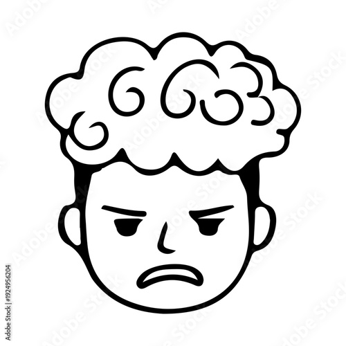 Angry Curly Haired Face Icon