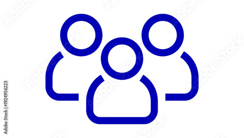 Minimalist Blue Team Icon Group of People Outline Illustration