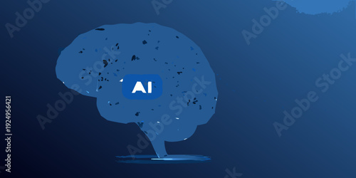 Artificial intelligence concept a brain shape with ai text inside