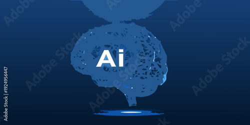 Artificial intelligence concept a brain shape with ai lettering
