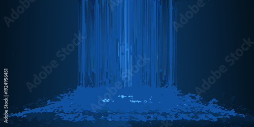 Abstract digital rendering of a cascading blue waterfall effect