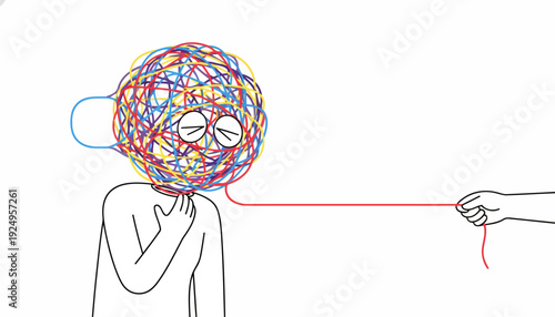 Complex Thoughts and Communication Challenges Represented by Tangled Threads.