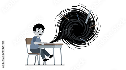 Young student overwhelmed by academic pressure and stress.