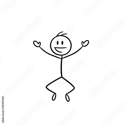 Happy stick figure with heart hands