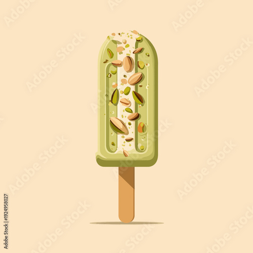 Pistachio Kulfi Ice Cream Treat on a Stick