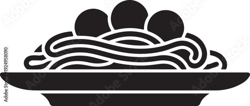 Spaghetti and meatballs pasta - Italian food flat icon for apps and websites