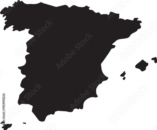 Spain map black on white background vector