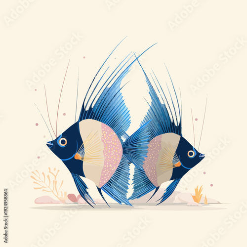Two Blue Angelfish Swimming Gracefully Underwater