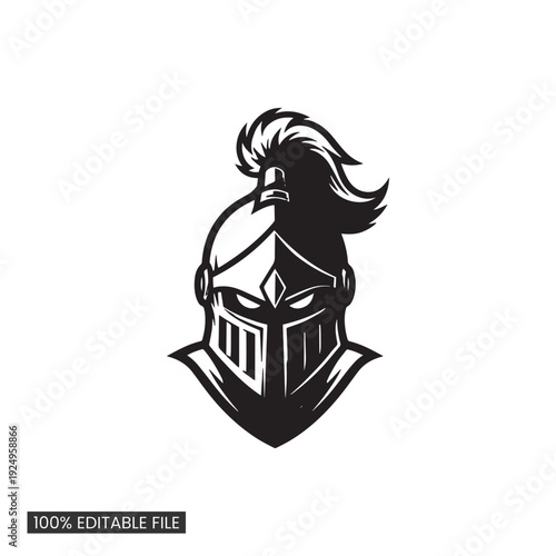 Powerful medieval knight helmet emblem for sport teams and gaming logos
