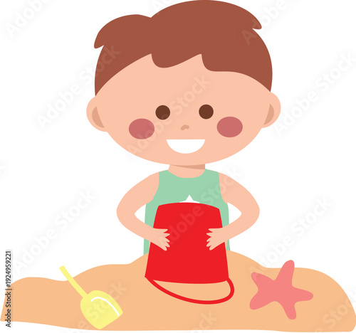 Kid Summer Vacation Playing Sand