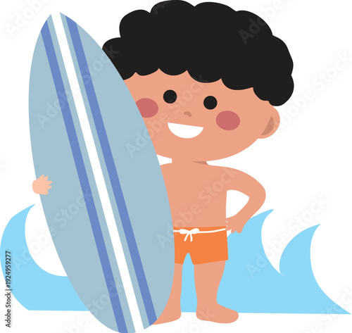 Kid Summer Vacation Surfing