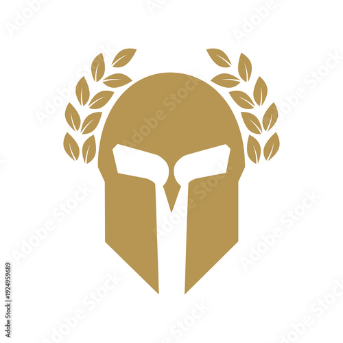 Spartan helmet icon. Warrior helmet symbol logo