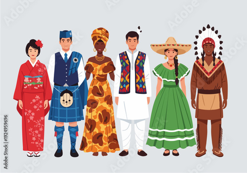 International Culture and Traditional Costume Celebration Illustration