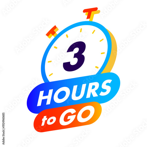 Timer 3 hours to go watch icon for promotion, promo offer, sale, social media post