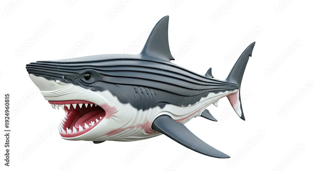 Obraz premium Stylized Shark with Open Mouth and Sharp Teeth
