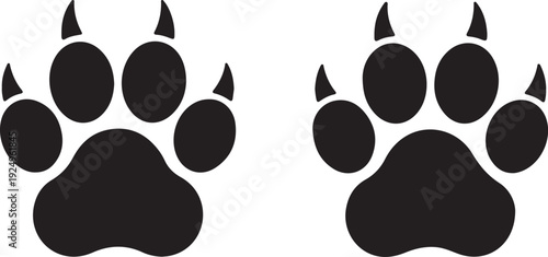 Dog Paw Print Black Silhouette Icon,Animal Paw Footprint Symbol Vector Illustration