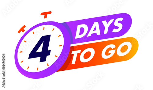 Countdown 4 days to go clock badge for sale, social media post, promotion, promo offer