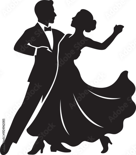 man and woman ballroom dancing silhouette vector icon transparent