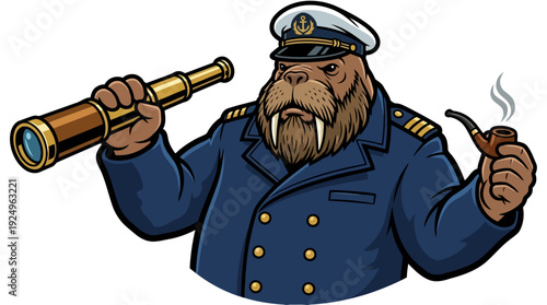 Walrus Captain with Spyglass and Pipe.