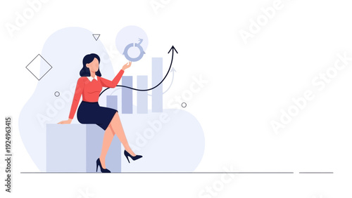 Businesswoman analyzing growth chart, representing progress and strategy