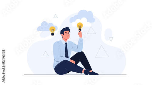 Businessman Holding Light Bulb, New Idea Concept