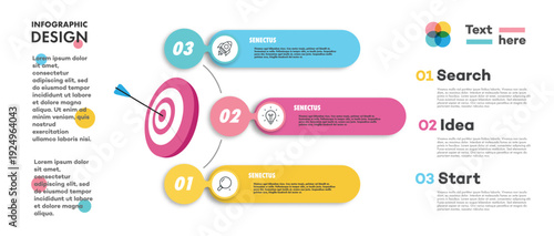 Infographic template 3 parts, options or level for business strategy, start up project, presentation, logic analysis, theory basic operation