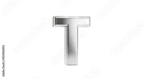 Metallic Letter T on White Background