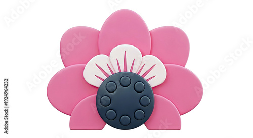 Pink and Blue 3D Flower Design