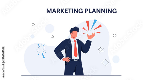 Businessman with marketing plan and strategy concept, creative idea