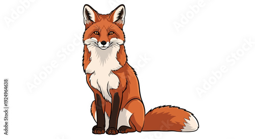 Illustration of a red fox sitting on a white background