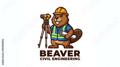 Beaver Civil Engineering Mascot Logo Design Concept.