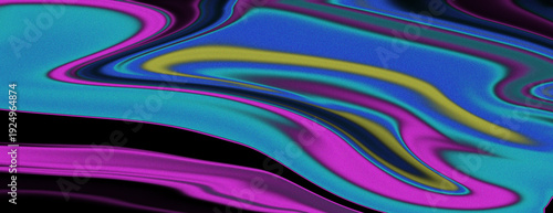 Foto Vibrant abstract liquid marble texture with swirling cyan, blue, and magenta waves, grainy background
