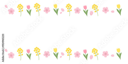 春のバナーイラスト　春の花　背景イラスト　フレーム　春素材