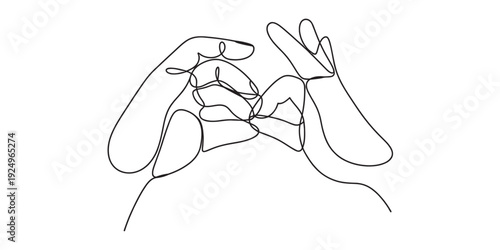 Minimalist single line art illustration of human hands expressing sign language communication Vector, illustration
