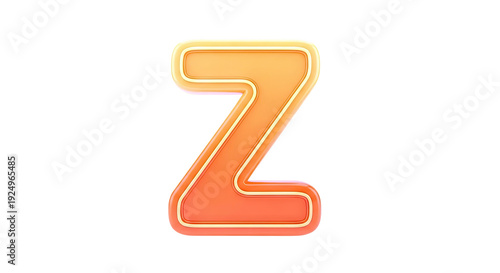 3D Orange Letter Z with Yellow Outline