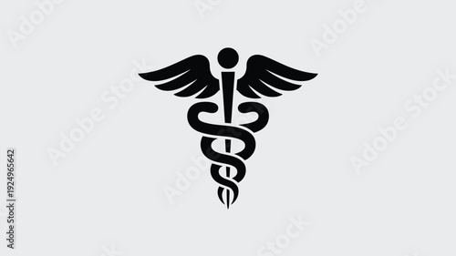 The caduceus symbol commonly associated with medical and healthcare professions isolated on white background, Vector, illustration