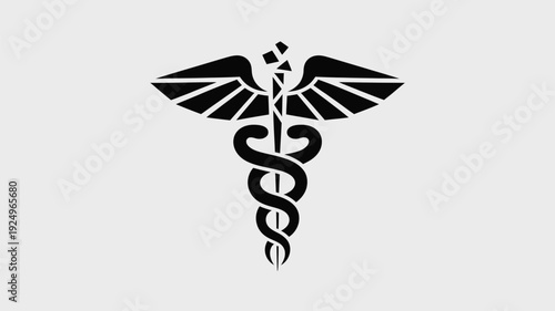 The caduceus symbol representing medicine and healthcare professions isolated on white background, Vector, illustration