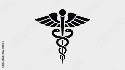 The caduceus symbol representing medicine and healthcare professions isolated on white background, Vector, illustration