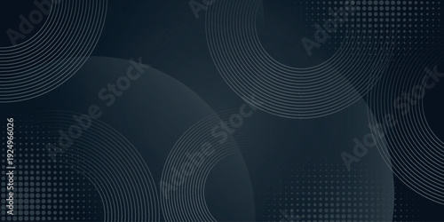 Dark gray gradient abstract background with dynamic and modern sparkling circle and curved line design. Minimalist design with simple halftone dots. VOL. 3