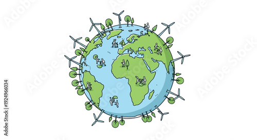 Global pandemic illustration showing virus particles surrounding the Earth from a distant viewpoint