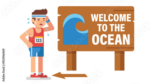 Tired Male Runner Sweating After Exhausting Marathon Race.